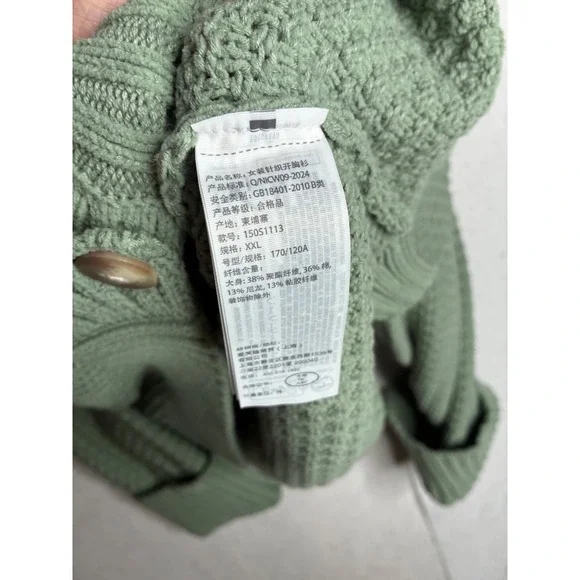Abercrombie & Fitch Sage Green Oversized Button Front Cardigan Sweater XXL 2151 - Picture 3 of 12